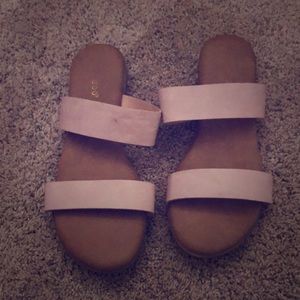 pink flat sandals